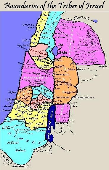 Map showing Jewisg tribal land east of the Jordan